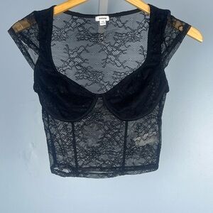 Garage lace corset cropped tee